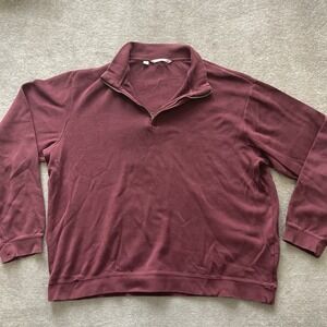 Cutter &‎ Buck 1/4 Zip Sweater Mens XXL Burgundy Cotton Golf Pullover